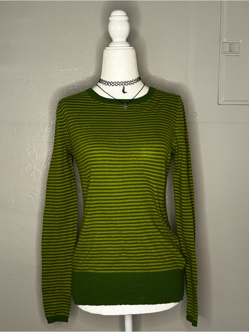 Old Navy Green and Yellow Striped Knit Sweater